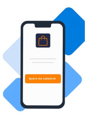 Imagem de um smartphone exibindo a tela de cadastro da plataforma Shopweb, destacando a oferta de 30 dias grátis para criação de loja online e catálogo digital